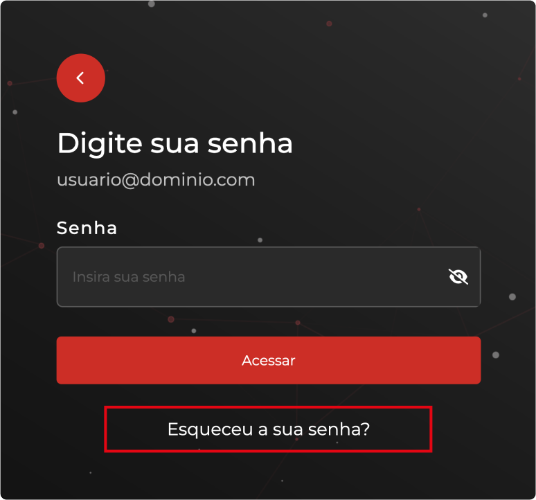 Formulário com foco no link de 'Esqueceu a sua senha'?