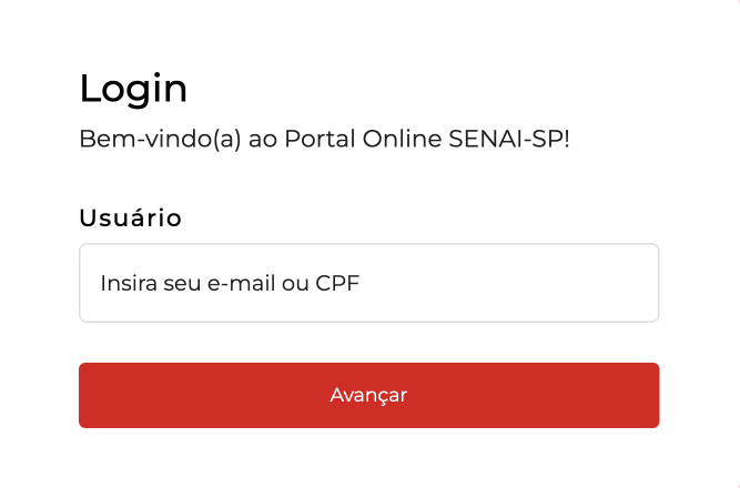 Formulário do portal para inserir o E-mail ou CPF
